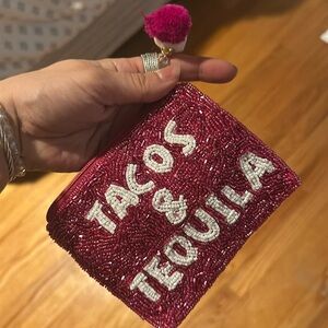 SMALL tacos & tequila change purse